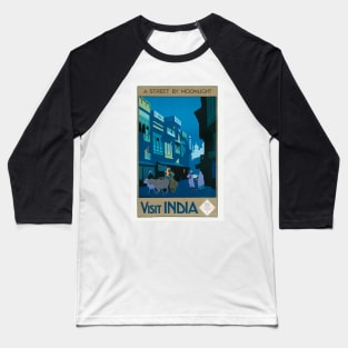 Visit India Vintage Travel Poster Restored Baseball T-Shirt